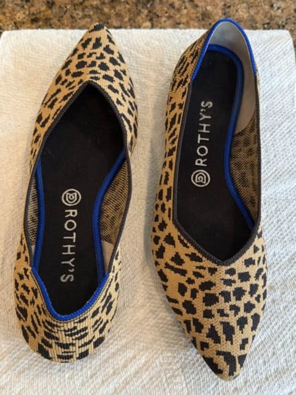 Rothy’s leopard print pointed toe flats, great condition